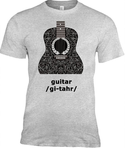 Acoustic Guitar T-Shirt, 100% Cotton Adult Tshirt - 2cooldesigns