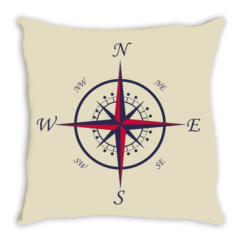 Nautical Compass Throw Pillow Khaki - 2cooldesigns