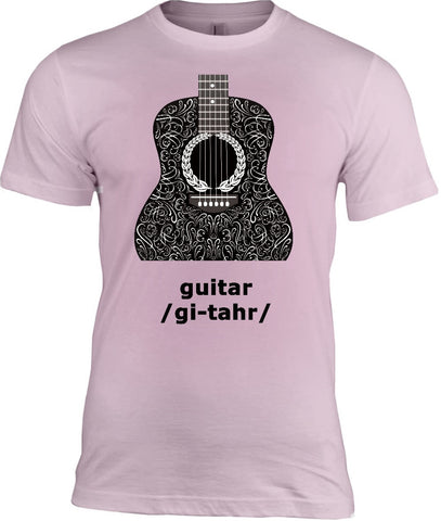 Acoustic Guitar T-Shirt, 100% Cotton Adult Tshirt - 2cooldesigns