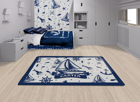 Nautical Sail Boat Area Rug, Personalized Nautical Area Rugs and Mats - 2cooldesigns