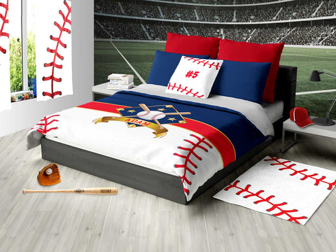 I Love Baseball, Baseball Bedding, Duvet or Comforter Sets for Baseball Theme Bedroom - 2cooldesigns