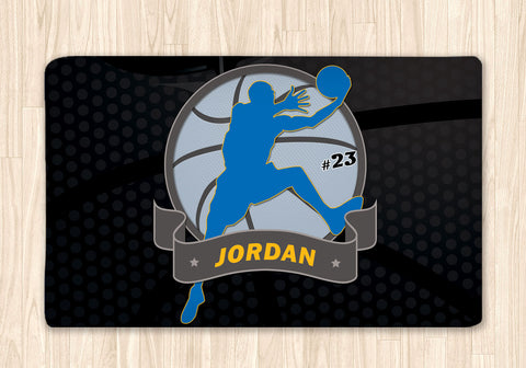 Basketball Area Rug Black and Blue - 2cooldesigns
