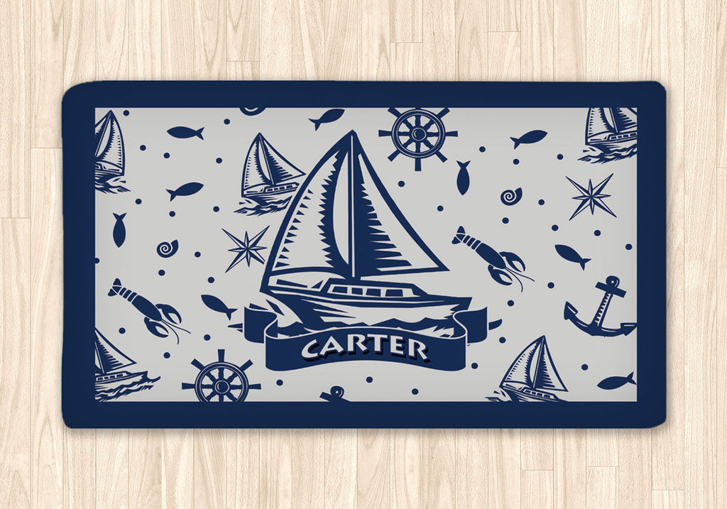 Nautical Sail Boat Area Rug, Personalized Nautical Area Rugs and Mats - 2cooldesigns