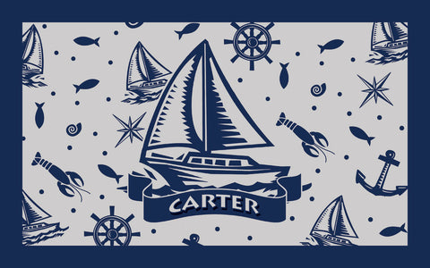 Nautical Sail Boat Area Rug, Personalized Nautical Area Rugs and Mats - 2cooldesigns