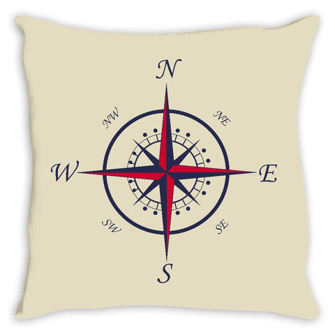 Nautical Compass Throw Pillow Khaki - 2cooldesigns