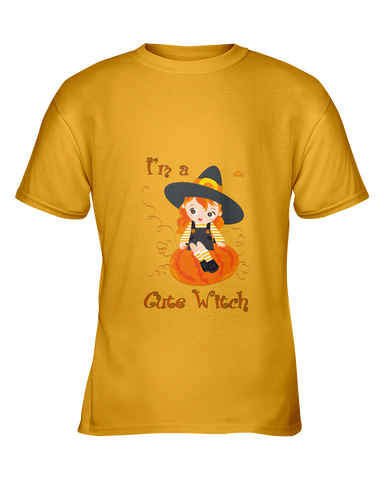 Halloween I'm a Cute Witch Tshirt, Gildan Youth Ultra Cotton Tees - 2cooldesigns