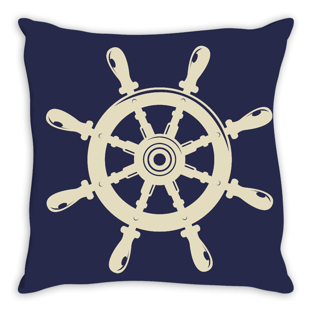 Nautical Wheel Throw Pillow Navy and Khaki - 2cooldesigns
