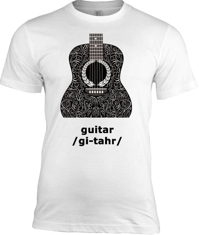 Acoustic Guitar T-Shirt, 100% Cotton Adult Tshirt - 2cooldesigns
