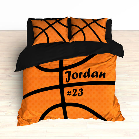 Personalized Basketball Stripes Bedding, Basketball Theme Decor, Duvet or Comforter - 2cooldesigns