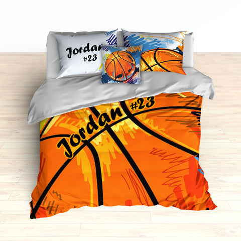 Personalized Basketball Art Bedding, Basketball Theme Decor, Duvet or Comforter - 2cooldesigns