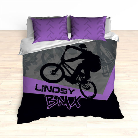 Kids BMX Bike Bedding, Bicycle Racing Bedroom Decor - 2cooldesigns