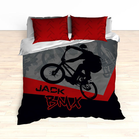 Kids BMX Bike Bedding, Bicycle Racing Bedroom Decor - 2cooldesigns