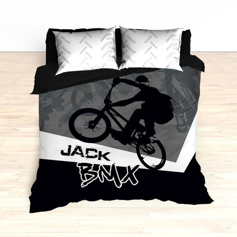 Kids BMX Bike Bedding, Bicycle Racing Bedroom Decor - 2cooldesigns