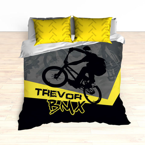 Kids BMX Bike Bedding, Bicycle Racing Bedroom Decor - 2cooldesigns
