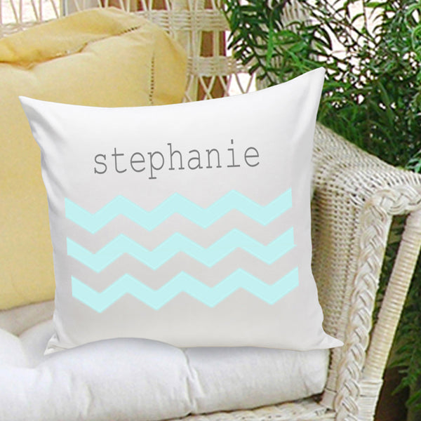 16x16 Family Name Throw Pillows - Chevron Blue - 2cooldesigns
