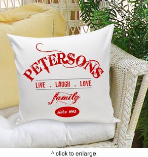 16x16 Throw Pillow Family - Live Laugh Love Red - 2cooldesigns