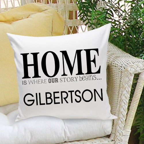 16x16 Throw Pillow Family - Story Begins Black - 2cooldesigns