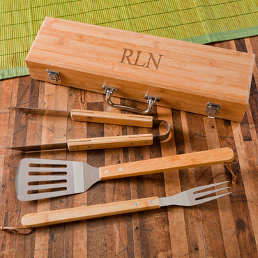 Grilling BBQ Set with Bamboo Case - 2cooldesigns