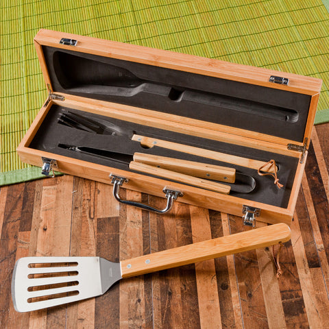 Grilling BBQ Set with Bamboo Case - 2cooldesigns