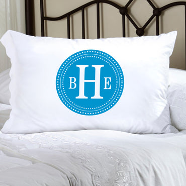 Felicity Chic Circles Pillow Case - Blue Circle w/ White - 2cooldesigns