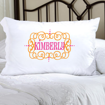 Felicity Glamour Girl Pillow Case - Orange/Pink - 2cooldesigns