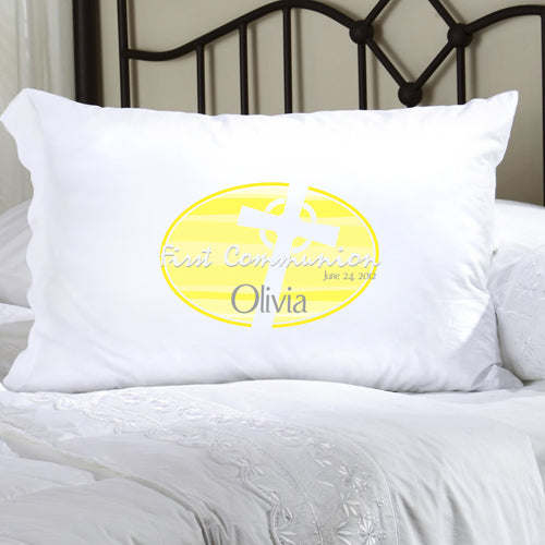 First Communion Pillow Case - Celtic Blessings Yellow - 2cooldesigns