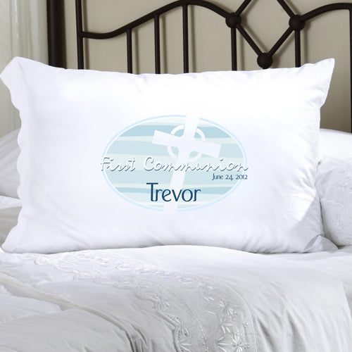 First Communion Pillow Case - Light of God Blue - 2cooldesigns