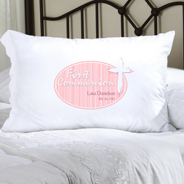 First Communion Pillow Case - Light of God Pink - 2cooldesigns