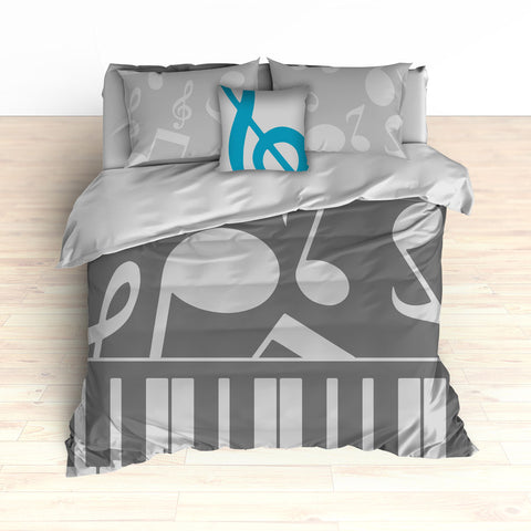 Musical Notes Bedding, Piano Keyboard Theme, Personalized Any Color - 2cooldesigns