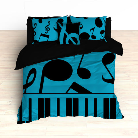 Musical Notes Bedding, Piano Keyboard Theme, Personalized Any Color - 2cooldesigns