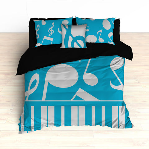 Musical Notes Bedding, Piano Keyboard Theme, Personalized Any Color - 2cooldesigns