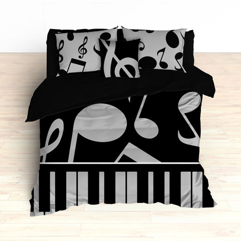 Musical Notes Bedding, Piano Keyboard Theme, Personalized Any Color - 2cooldesigns