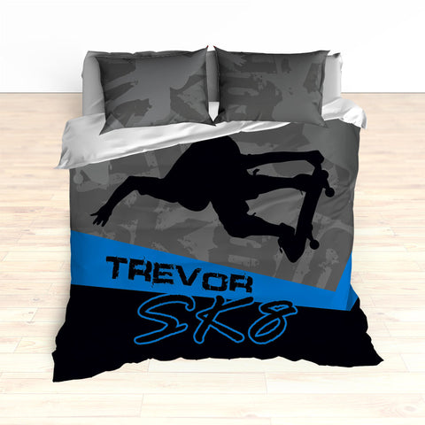 Skateboarding Bedding, Personalized Skateboard Bedroom Decor, Teen, Kids, Nursery - 2cooldesigns