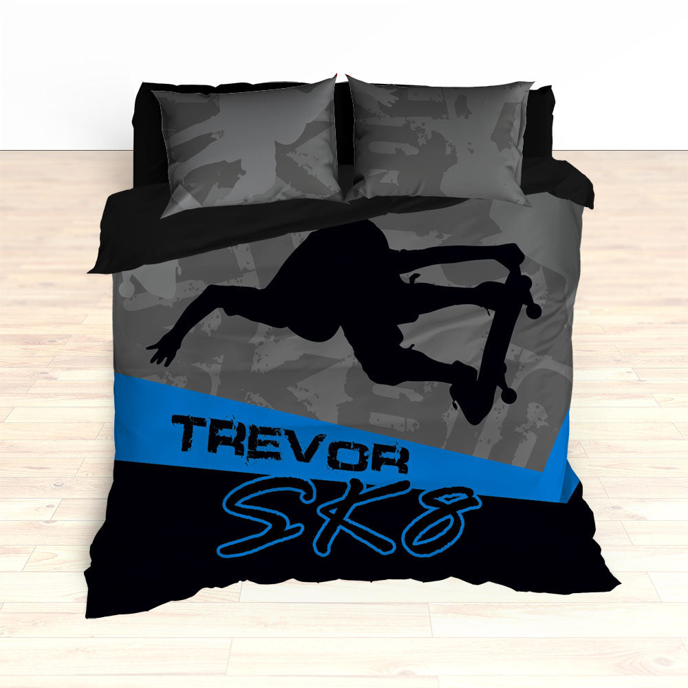 Skateboarding Bedding, Personalized Skateboard Bedroom Decor, Teen, Kids, Nursery - 2cooldesigns
