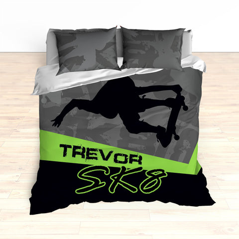 Skateboarding Bedding, Personalized Skateboard Bedroom Decor, Teen, Kids, Nursery - 2cooldesigns