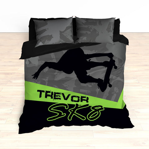 Skateboarding Bedding, Personalized Skateboard Bedroom Decor, Teen, Kids, Nursery - 2cooldesigns