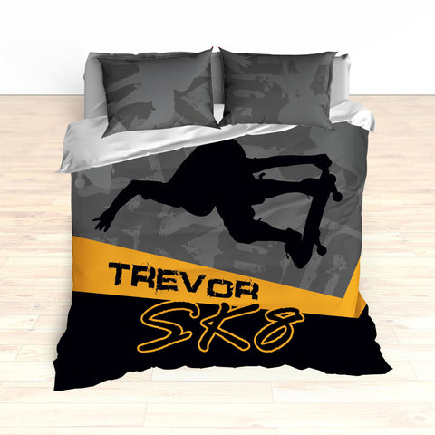 Skateboarding Bedding, Personalized Skateboard Bedroom Decor, Teen, Kids, Nursery - 2cooldesigns