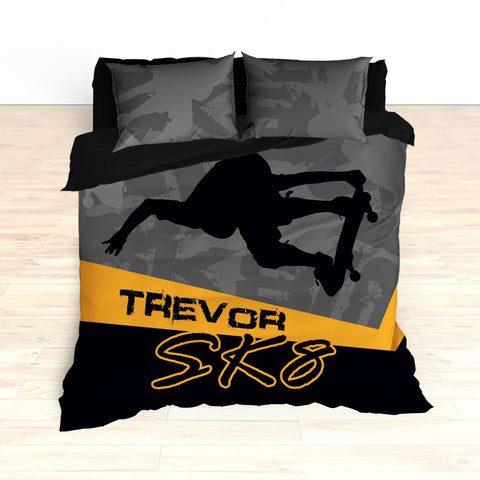 Skateboarding Bedding, Personalized Skateboard Bedroom Decor, Teen, Kids, Nursery - 2cooldesigns