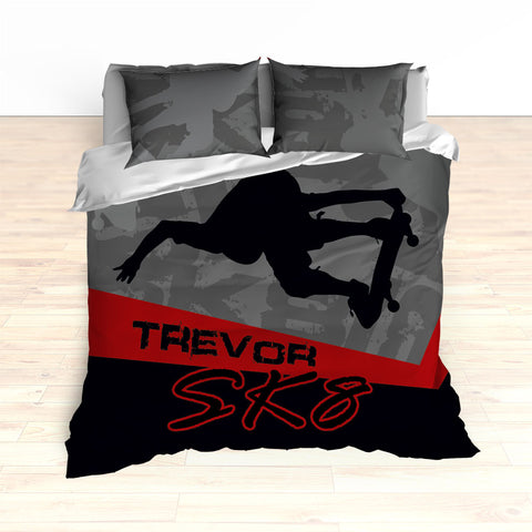 Skateboarding Bedding, Personalized Skateboard Bedroom Decor, Teen, Kids, Nursery - 2cooldesigns