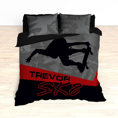 Skateboarding Bedding, Personalized Skateboard Bedroom Decor, Teen, Kids, Nursery - 2cooldesigns