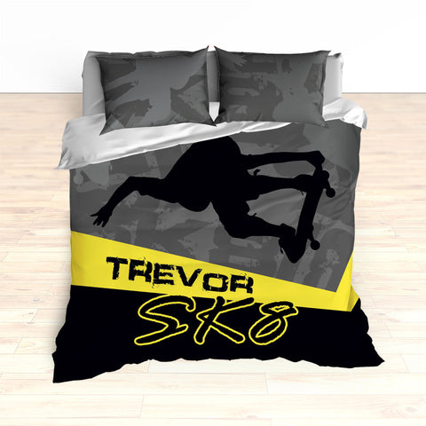 Skateboarding Bedding, Personalized Skateboard Bedroom Decor, Teen, Kids, Nursery - 2cooldesigns