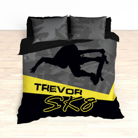Skateboarding Bedding, Personalized Skateboard Bedroom Decor, Teen, Kids, Nursery - 2cooldesigns