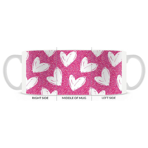 Valentines, Hand Drawn Hearts Pattern, Pink and White Coffee Mug 11oz. or 15oz. - 2cooldesigns