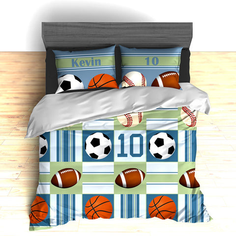 Custom Sports Bedding, All Star Sports Personalized Bedding, Duvet or Comforter, Sports Theme - 2cooldesigns