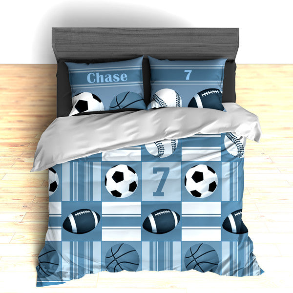 Custom Sports Bedding, All Star Sports Personalized Bedding, Duvet or Comforter, Sports Theme - 2cooldesigns