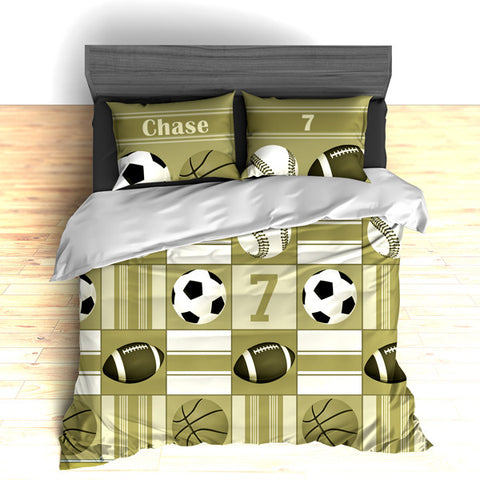 Custom Sports Bedding, All Star Sports Personalized Bedding, Duvet or Comforter, Sports Theme - 2cooldesigns
