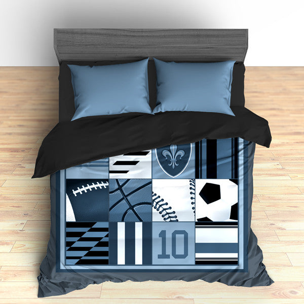 Custom Sports Themed Bedding, I love All Sports, All Star Personalized, Duvet or Comforter - 2cooldesigns