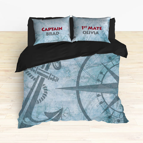 Nautical Anchor and Compass Bedding, Duvet or Comforter Sets - 2cooldesigns