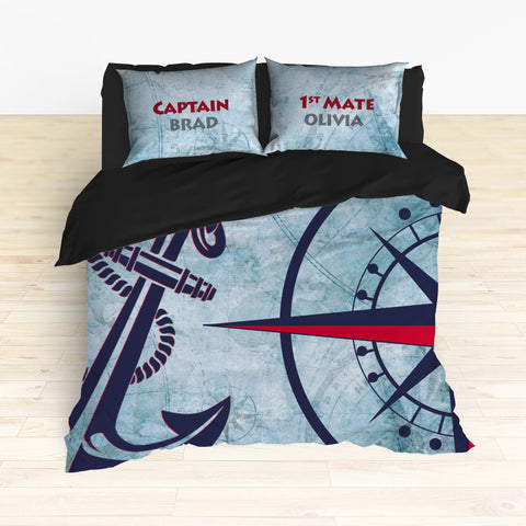 Nautical Anchor and Compass Bedding, Duvet or Comforter Sets - 2cooldesigns
