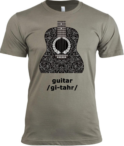 Acoustic Guitar T-Shirt, 100% Cotton Adult Tshirt - 2cooldesigns